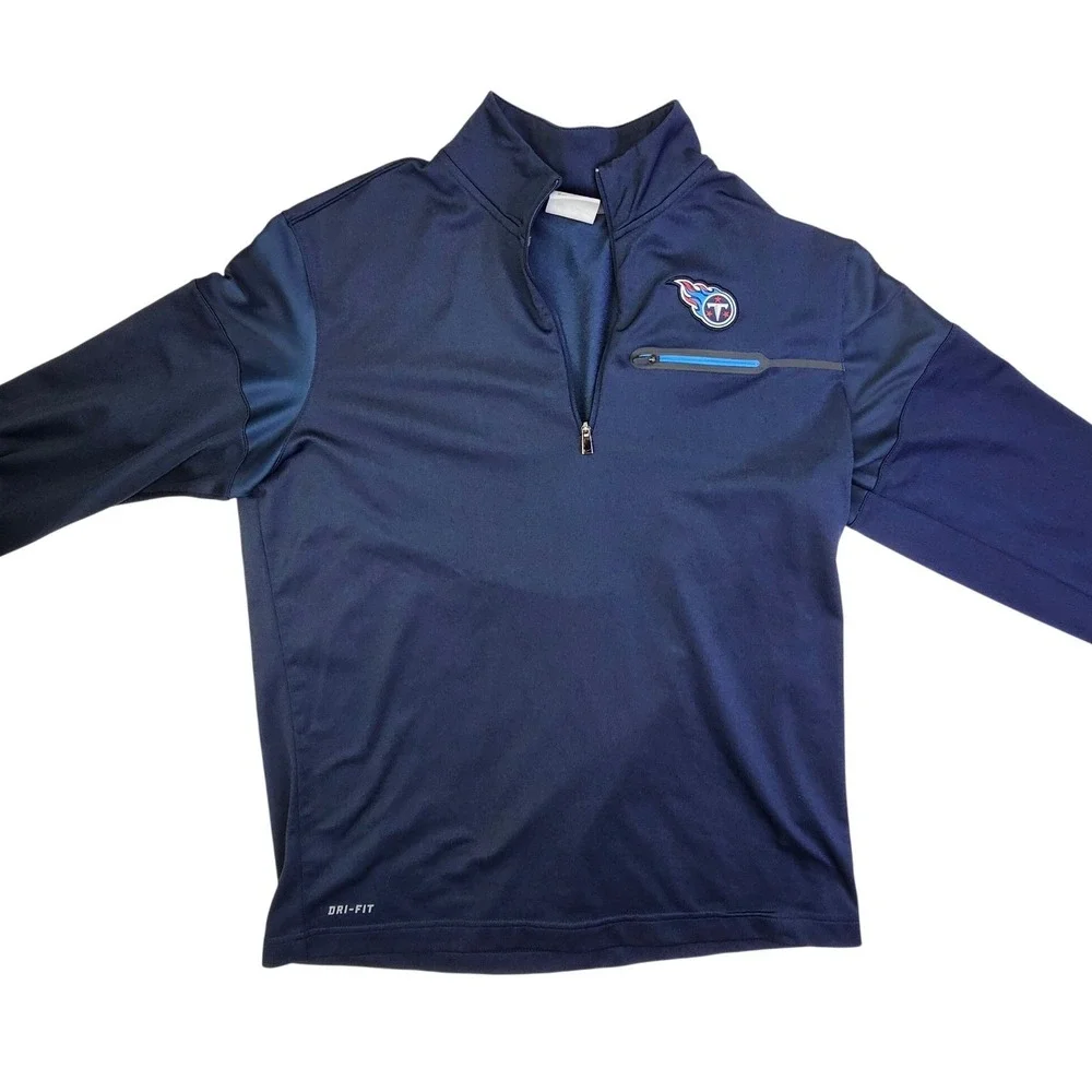 Nike Tennessee Titans NFL Dri-FIT Quarter Zip Pullover Navy Blue Mens Medium